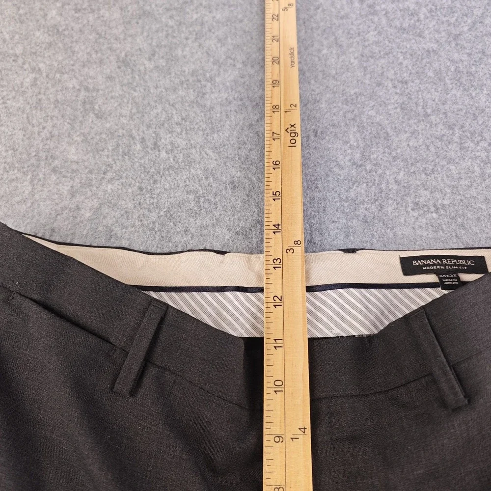 Banana Republic Dress Pants Mens 34x32 Modern Slim Fit 100% Wool Gray Flat Front